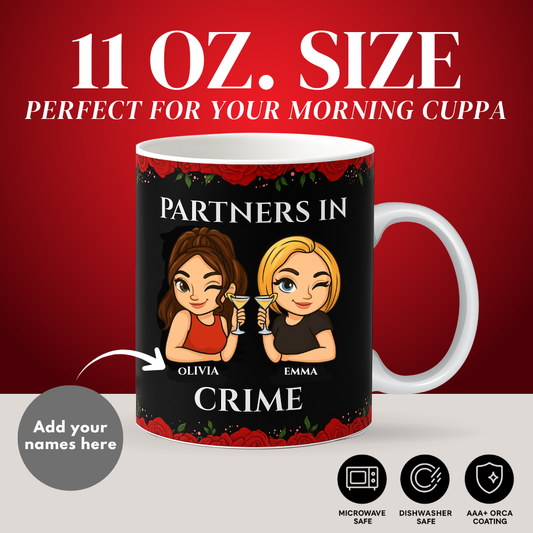 PARTNERS IN CRIME (Personalised) | Bundle Gift Set, Two Mugs Included For Each Bestie