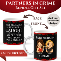 PARTNERS IN CRIME (Personalised) | Bundle Gift Set, Two Mugs Included For Each Bestie