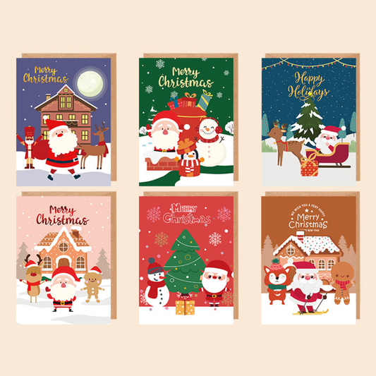 6-Piece Christmas Card Set (Cards + Envelopes + Stickers)